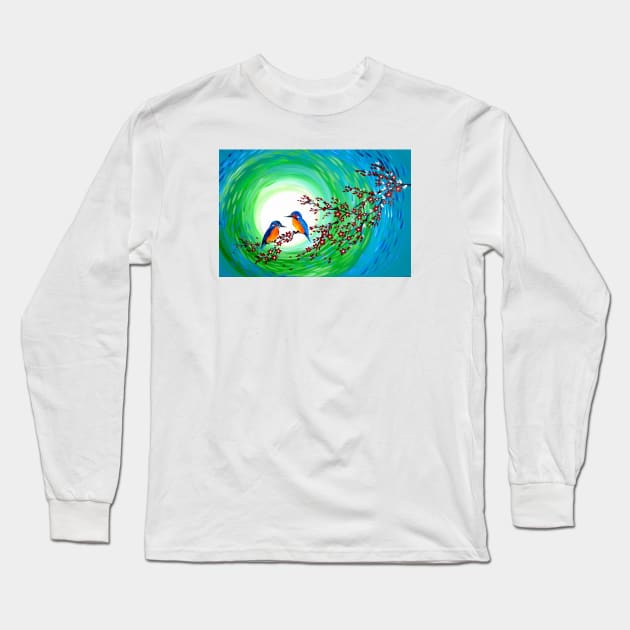 Abstract Green Moon Long Sleeve T-Shirt by SheerJoy